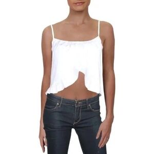 Danielle Bernstein Flowy Sleeveless Strappy Crop Top White 45012